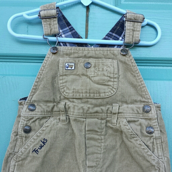 KRU 2-Pc. Set Tan Corduroy Overalls & Navy Shirt - Picture 10 of 16